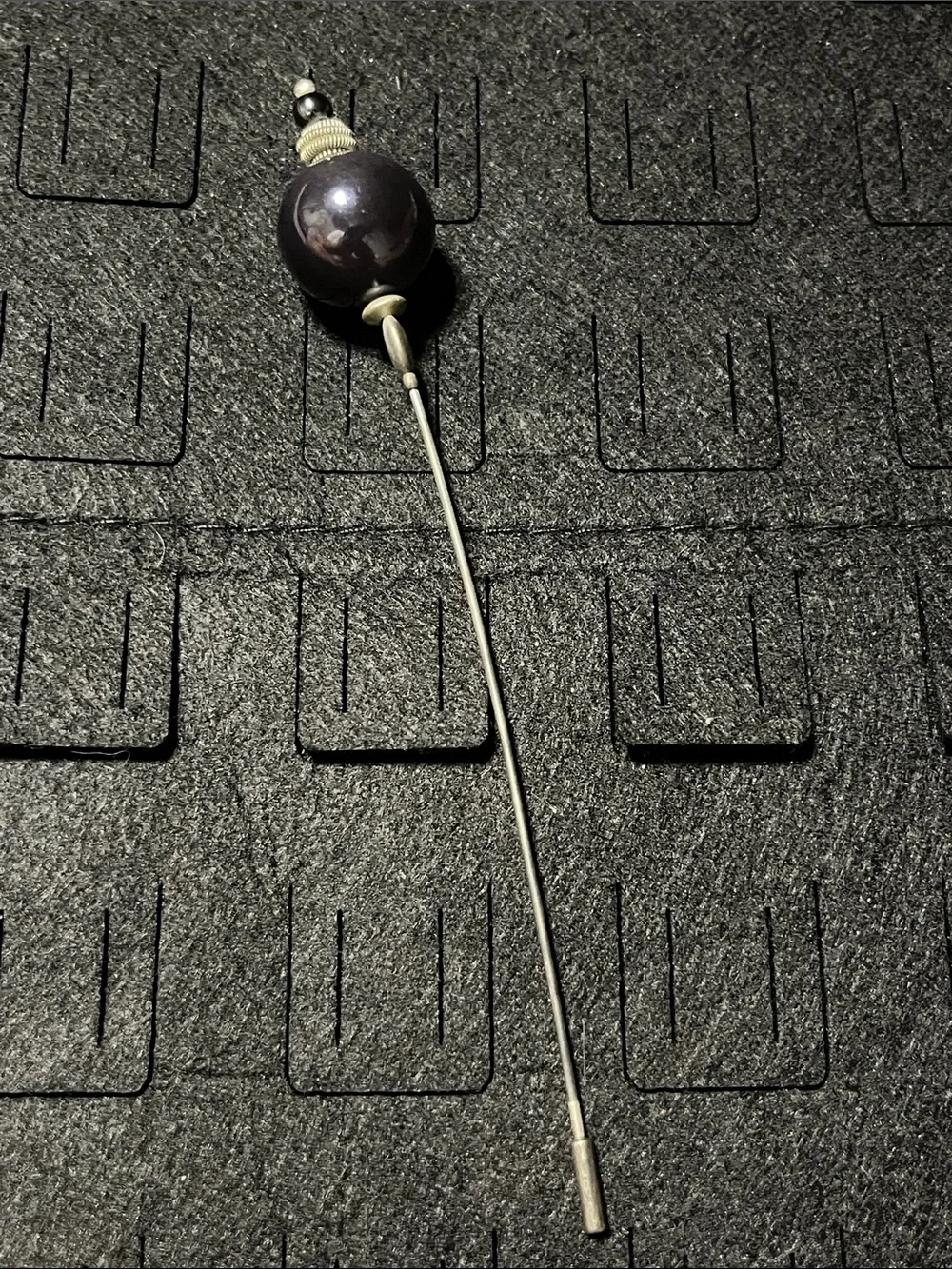 Black Beaded Hair Stick with Silver-Tone Accents